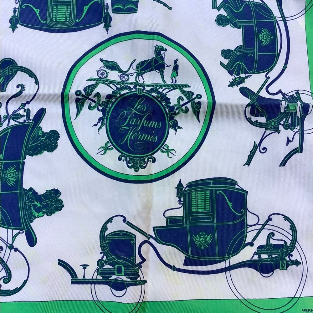 Hermes Petit Carre 45 Ex Libris Gavroche Silk Green Scarf - Picture 6 of 9